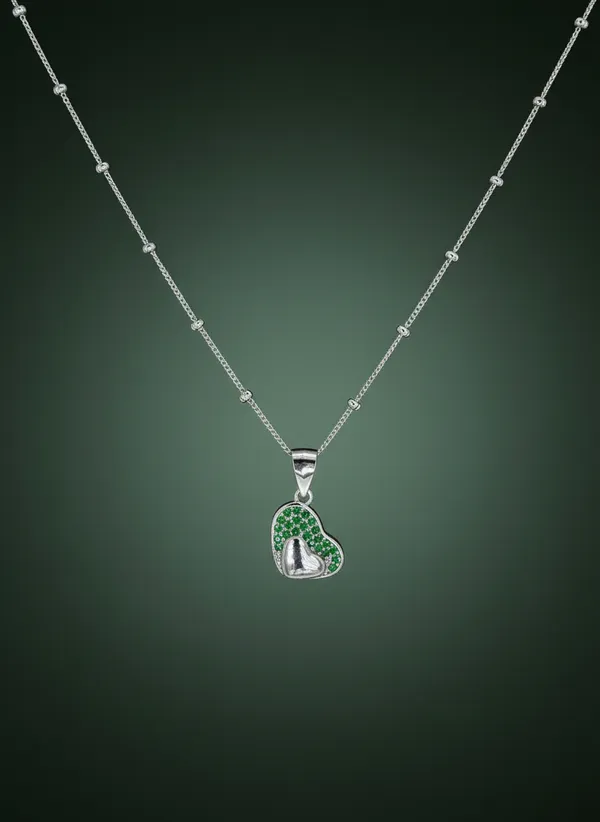 Heart_Pendant_Necklace_With_Green_Crystal_Detailing_925_Sterling_Silver
